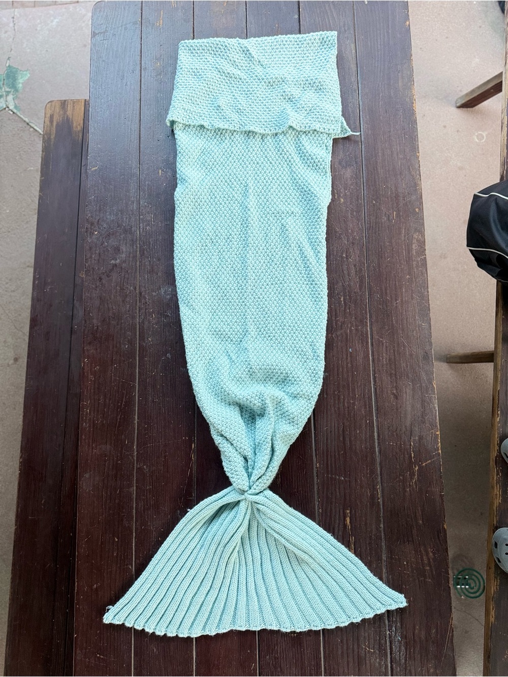 Light Blue Knitted Mermaid Tail Blanket